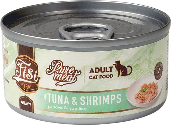 FISI ΥΓΡΗ ΤΡΟΦΗ FISI PURE MEAT CAT ADULT ΤΟΝΟΣ - ΓΑΡΙΔΕΣ (80GR)
