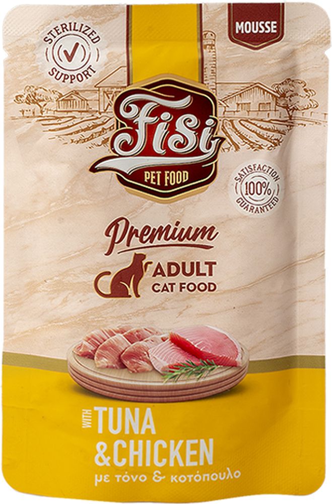 ΥΓΡΗ ΤΡΟΦΗ FISI PURE MEAT CAT ADULT ΤΟΝΟΣ - ΚΟΤΟΠΟΥΛΟ (80GR) FISI
