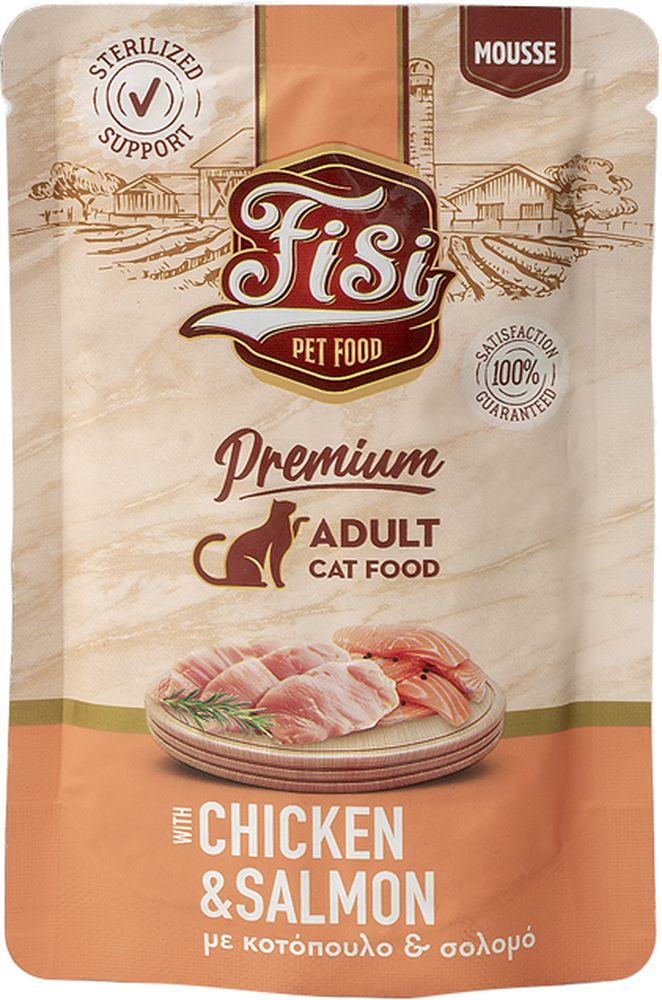 ΥΓΡΗ ΤΡΟΦΗ FISI PURE MEAT CAT ADULT ΚΟΤΟΠΟΥΛΟ - ΣΟΛΟΜΟΣ (80GR)