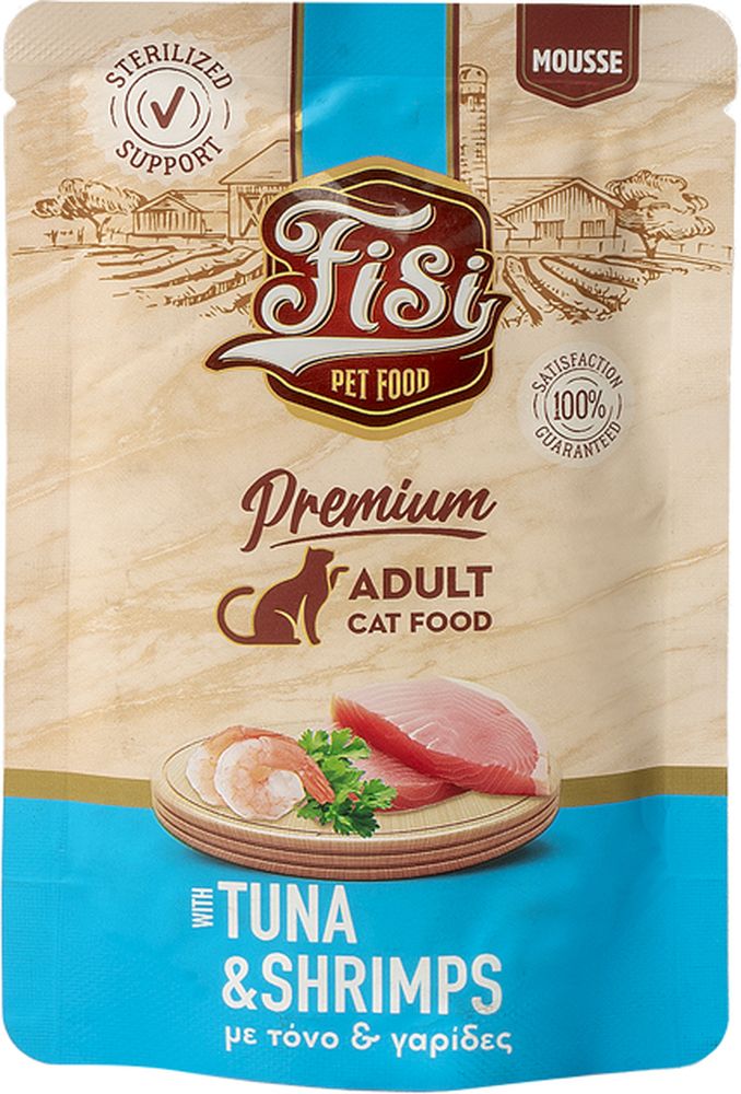 ΥΓΡΗ ΤΡΟΦΗ FISI PURE MEAT CAT ADULT ΤΟΝΟΣ - ΓΑΡΙΔΕΣ (80GR) FISI
