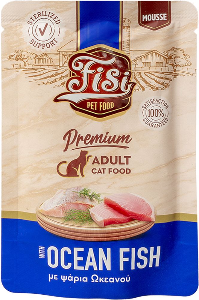 ΥΓΡΗ ΤΡΟΦΗ FISI CAT ADULT ΨΑΡΙΑ ΩΚΕΑΝΟΥ (80GR) FISI