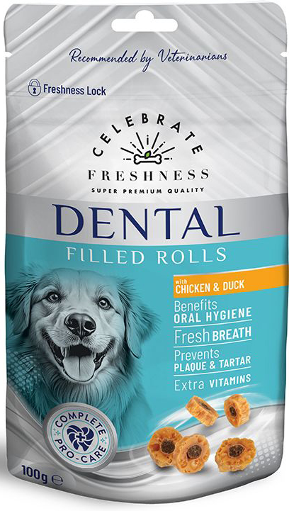 ΣΝΑΚ CELEBRATE FRESHNESS DENTAL FILLED ROLLS ΚΟΤΟΠΟΥΛΟ - ΠΑΠΙΑ (100GR) CELEBRATE FRESHNESS