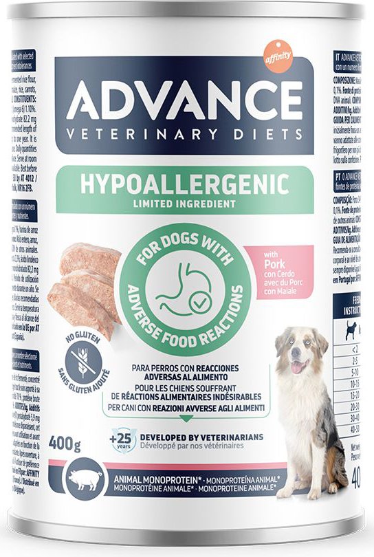 AFFINITY ΚΟΝΣΕΡΒΑ ΣΚΥΛΟΥ ADVANCE VET HYPOALLERGENIC ΧΟΙΡΙΝΟ (400GR)