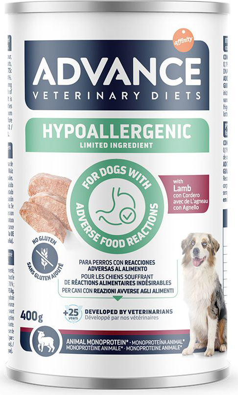 AFFINITY ΚΟΝΣΕΡΒΑ ΣΚΥΛΟΥ ADVANCE VET HYPOALLERGENIC ΑΡΝΙ (400GR)