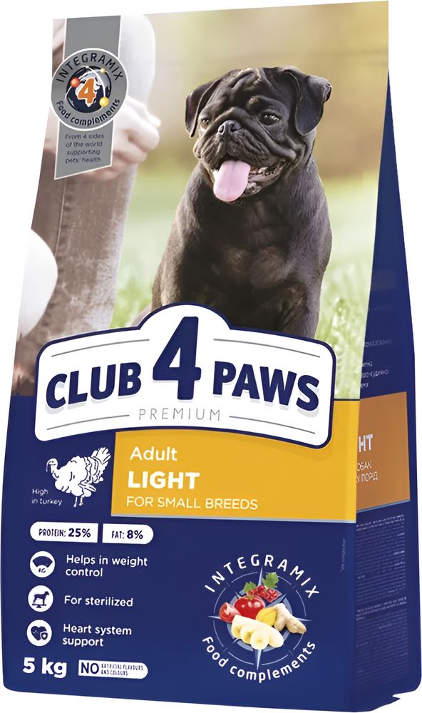 ΤΡΟΦΗ ΣΚΥΛΟΥ CLUB4PAWS LIGHT SMALL BREEDS ΓΑΛΟΠΟΥΛΑ (5KG)