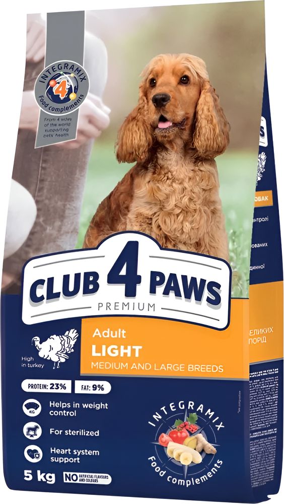 ΤΡΟΦΗ ΣΚΥΛΟΥ CLUB4PAWS ADULT LIGHT MEDIUM LARGE ΓΑΛΟΠΟΥΛΑ (5KG)