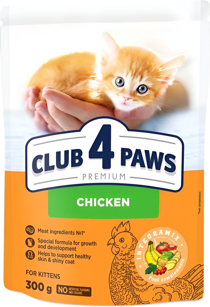 ΤΡΟΦΗ ΓΑΤΑΣ CLUB4PAWS KITTEN ΚΟΤΟΠΟΥΛΟ (300GR)