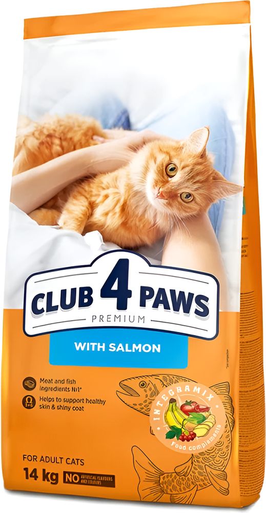 ΤΡΟΦΗ ΓΑΤΑΣ CLUB4PAWS ADULT ΣΟΛΟΜΟΣ (14KG)