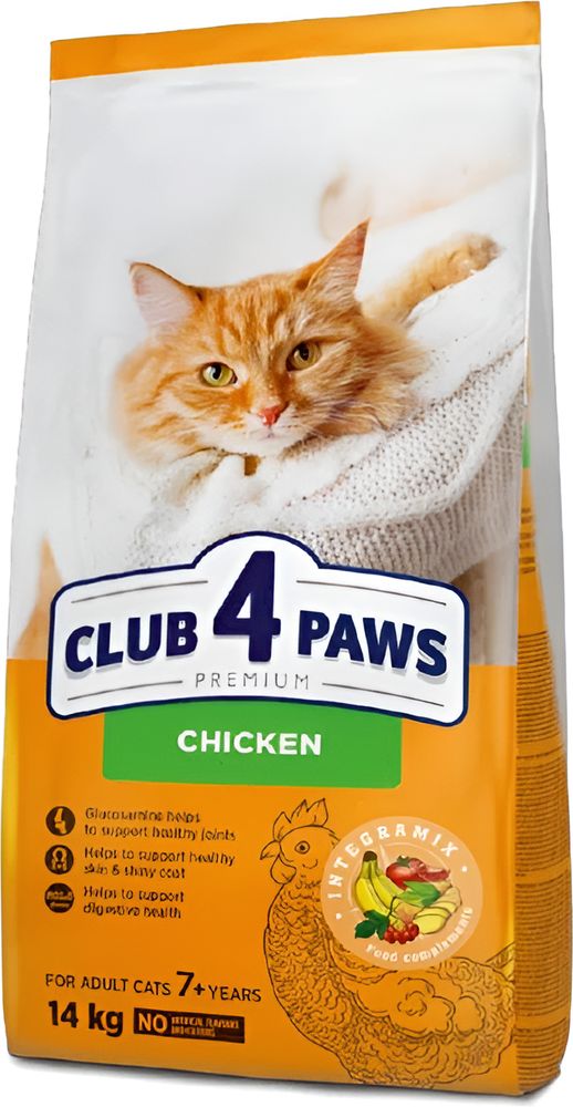 ΤΡΟΦΗ ΓΑΤΑΣ CLUB4PAWS ADULT 7+ ΚΟΤΟΠΟΥΛΟ (14KG) CLUB4PAWS
