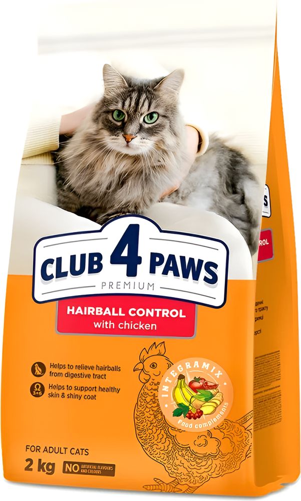 ΤΡΟΦΗ ΓΑΤΑΣ CLUB4PAWS HAIRBALL ΚΟΤΟΠΟΥΛΟ (2KG)