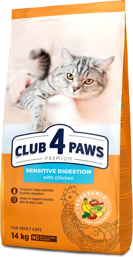 ΤΡΟΦΗ ΓΑΤΑΣ CLUB4PAWS SENSITIVE DIGESTION ΚΟΤΟΠΟΥΛΟ (14KG)