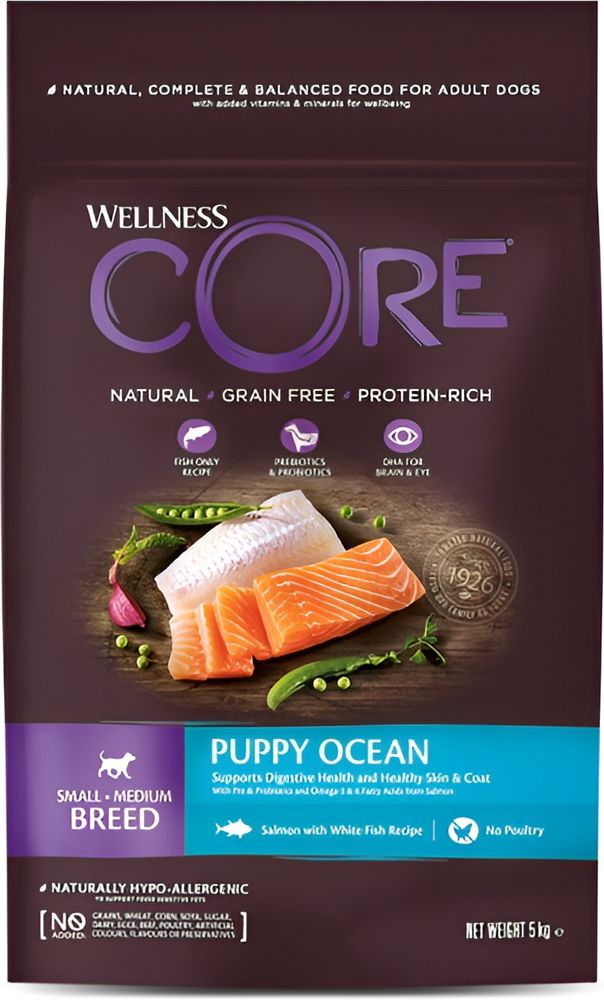 ΤΡΟΦΗ ΣΚΥΛΟΥ WELLNESS CORE PUPPY SMALL-MEDIUM BREED OCEAN (5KG)