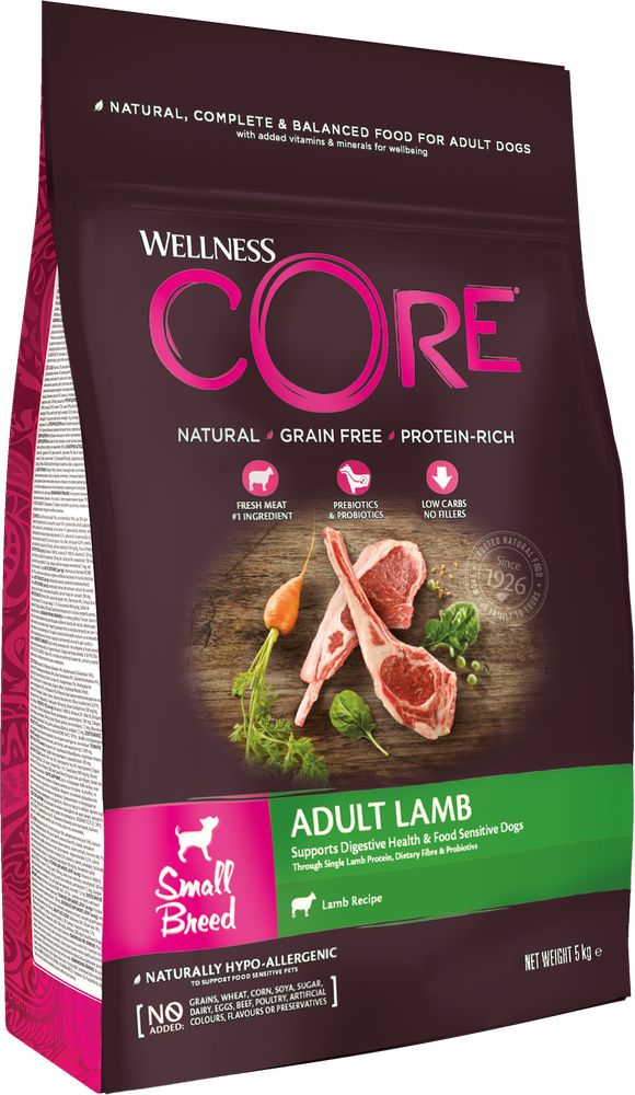 ΤΡΟΦΗ ΣΚΥΛΟΥ WELLNESS CORE ADULT SMALL BREED ΑΡΝΙ (5KG) CORE