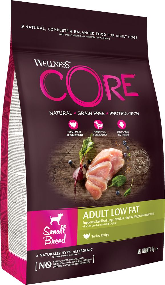 ΤΡΟΦΗ ΣΚΥΛΟΥ WELLNESS CORE ADULT SMALL BREED LOW FAT ΓΑΛΟΠΟΥΛΑ (5KG) CORE