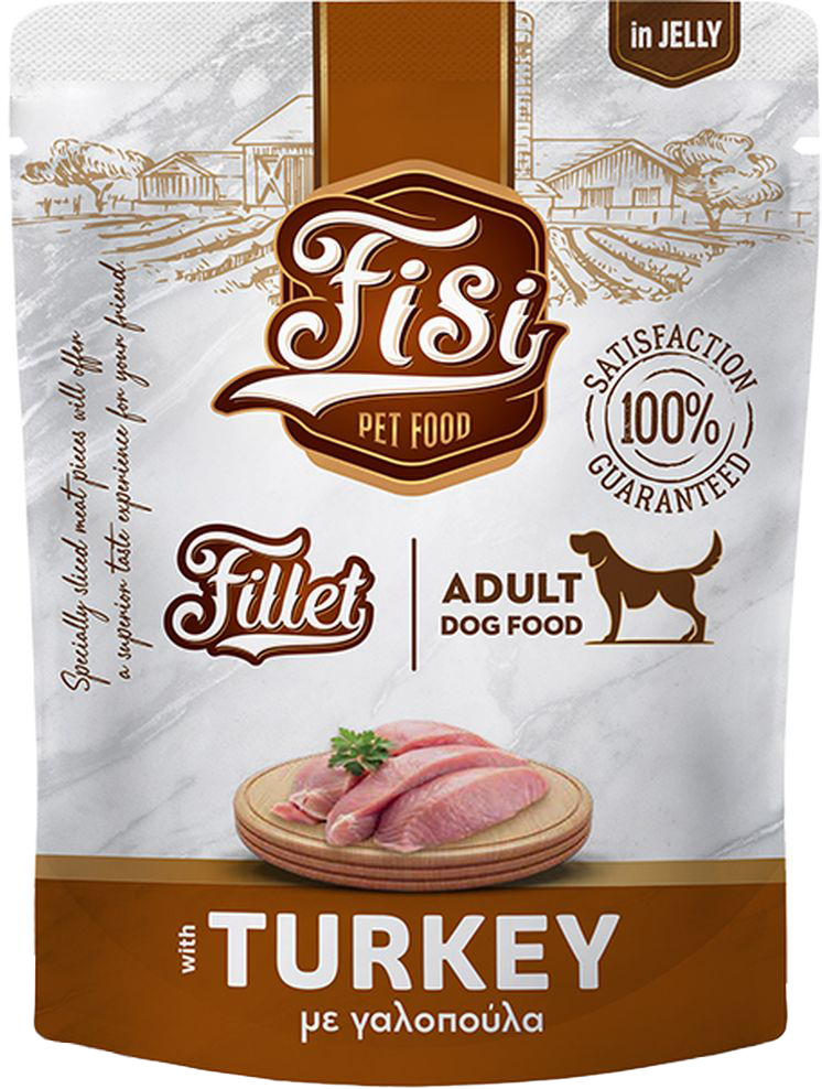 ΥΓΡΗ ΤΡΟΦΗ ΣΚΥΛΟΥ FISI FILLET DOG ADULT ΓΑΛΟΠΟΥΛΑ ΣΕ ΖΕΛΕ ΣΕ ΦΑΚΕΛΑΚΙ (500GR) FISI