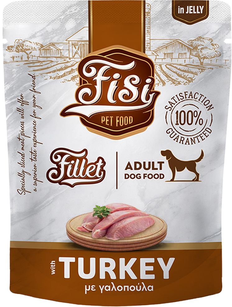 ΥΓΡΗ ΤΡΟΦΗ ΣΚΥΛΟΥ FISI FILLET DOG ADULT ΓΑΛΟΠΟΥΛΑ ΣΕ ΖΕΛΕ ΣΕ ΦΑΚΕΛΑΚΙ (500GR)