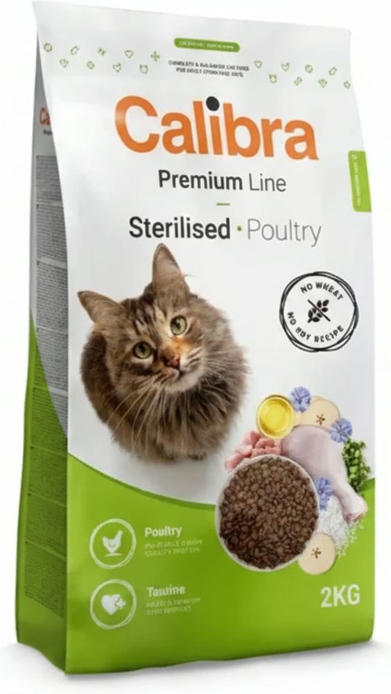 ΤΡΟΦΗ ΓΑΤΑΣ CALIBRA PREMIUM CAT ADULT STERILISED ΜΕ ΠΟΥΛΕΡΙΚΑ (2KG)