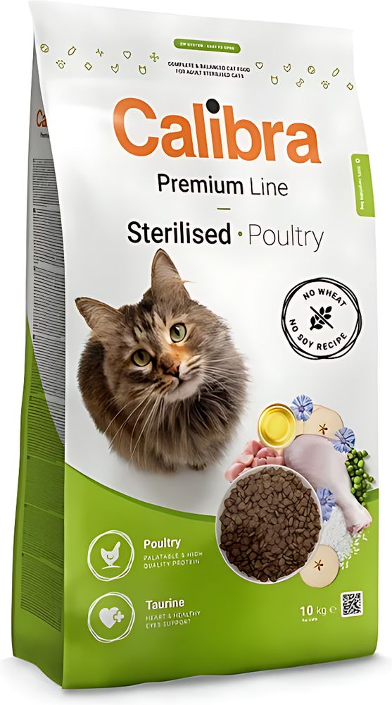 ΤΡΟΦΗ ΓΑΤΑΣ CALIBRA PREMIUM CAT ADULT STERILISED ΜΕ ΠΟΥΛΕΡΙΚΑ (10KG) CALIBRA
