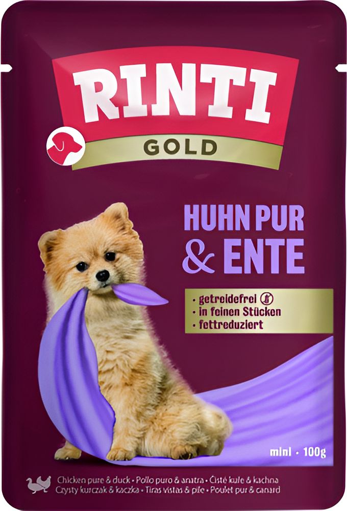 ΥΓΡΗ ΤΡΟΦΗ ΣΚΥΛΟΥ RINTI GOLD CHICKEN PURE - DUCK ΣΕ ΦΑΚΕΛΑΚΙ ΚΟΤΟΠΟΥΛΟ ΠΑΠΙΑ (100G)