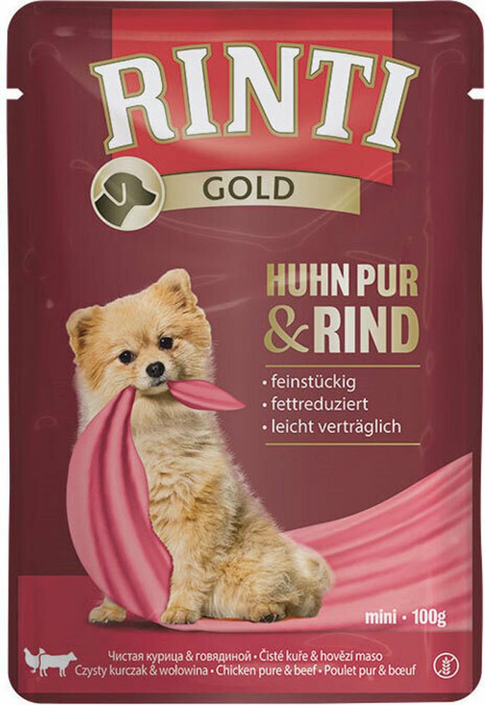 ΥΓΡΗ ΤΡΟΦΗ ΣΚΥΛΟΥ RINTI GOLD CHICKEN PURE - BEEF ΣΕ ΦΑΚΕΛΑΚΙ ΚΟΤΟΠΟΥΛΟ ΠΑΠΙΑ (100G) RINTI