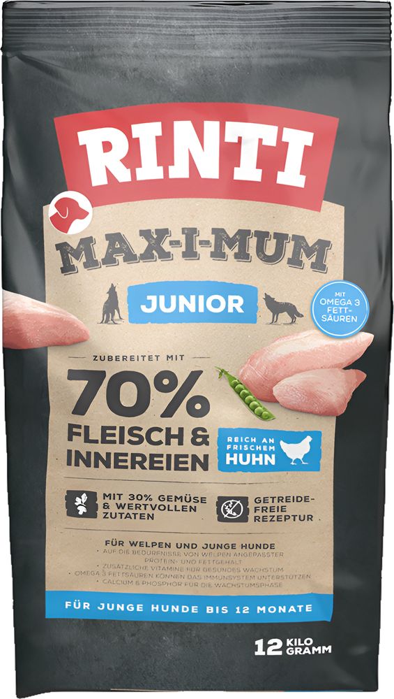 ΤΡΟΦΗ ΣΚΥΛΟΥ RINTI MAX-I-MUM JUNIOR FRESH 70% ΚΟΤΟΠΟΥΛΟ (12KG)
