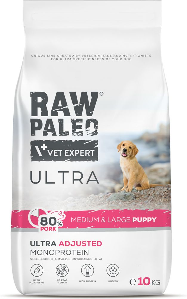 ΤΡΟΦΗ ΣΚΥΛΟΥ RAW PALEO ULTRA PUPPY M - L ΧΟΙΡΙΝΟ (10KG) RAW PALEO