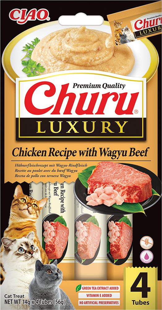 ΛΙΧΟΥΔΙΕΣ CHURU CAT LUXURY ΚΟΤΟΠΟΥΛΟ ΜΕ ΜΟΣΧΑΡΙ WAGYU (56GR) INABA