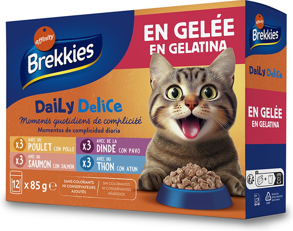 AFFINITY ΥΓΡΗ ΤΡΟΦΗ BREKKIES ADULT MIX ΚΟΤΟΠΟΥΛΟ ΓΑΛΟΠΟΥΛΑ ΣΟΛΟΜΟΣ - ΤΟΝΟΣ ΣΕ ΖΕΛΕ (12ΤΜΧ X 85GR)