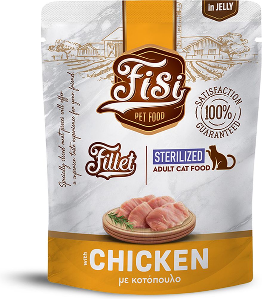 ΥΓΡΗ ΤΡΟΦΗ FISI FILLET CAT STERILIZED ΚΟΤΟΠΟΥΛΟ ΣΕ ΖΕΛΕ (300GR) FISI