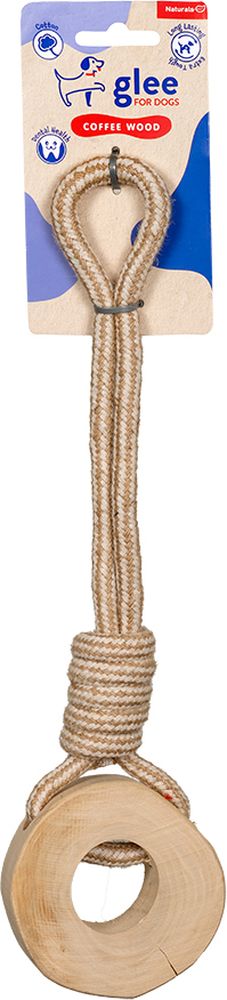 ΠΑΙΧΝΙΔΙ ΣΚΥΛΟΥ GLEE WHEEL WITH COTTON ROPE - COFFEE WOOD (9X3X31CM) GLEE