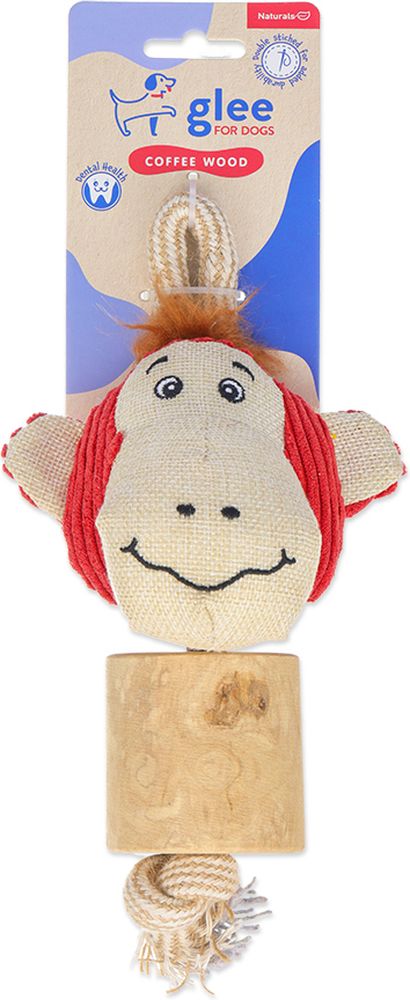 ΠΑΙΧΝΙΔΙ ΣΚΥΛΟΥ GLEE SQUEAKY MONKEY WITH COFFEE WOOD CHEW (7X6X25CM) GLEE