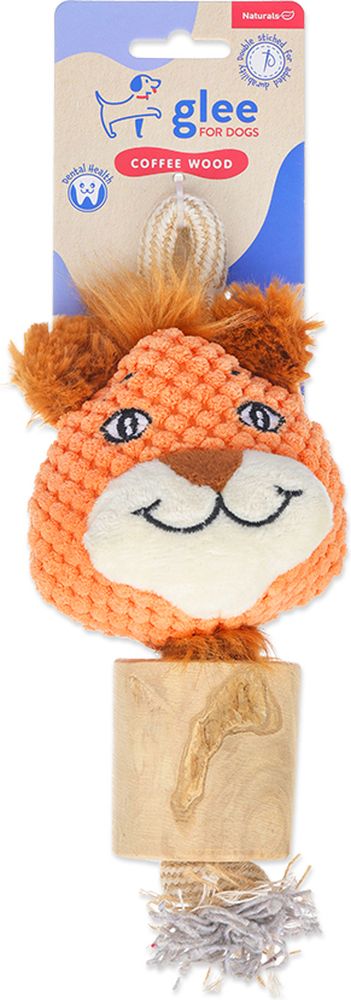 ΠΑΙΧΝΙΔΙ ΣΚΥΛΟΥ GLEE SQUEAKY LION WITH COFFEE WOOD CHEW (7X6X25CM) GLEE