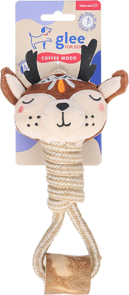 ΠΑΙΧΝΙΔΙ ΣΚΥΛΟΥ GLEE DEER TWISTED ROPE WITH COFFEE WOOD (25X8CM)