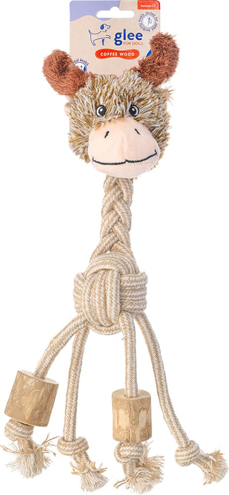 ΠΑΙΧΝΙΔΙ ΣΚΥΛΟΥ GLEE MOOSE BALL ROPE WITH COFFEE WOOD (35X10CM) GLEE