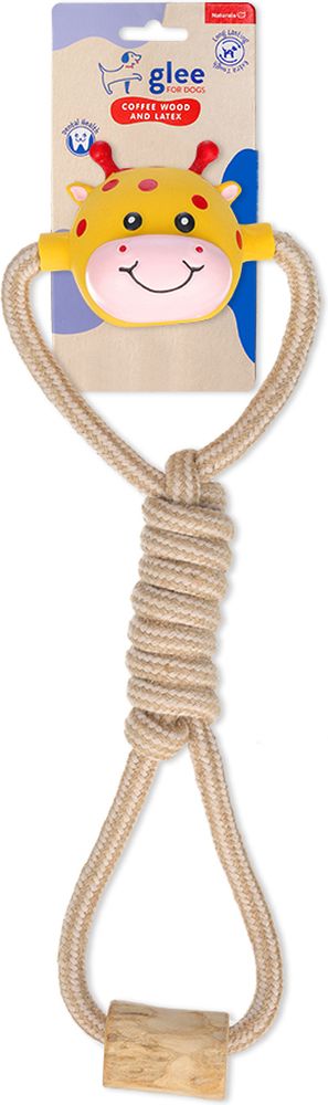 ΠΑΙΧΝΙΔΙ ΣΚΥΛΟΥ GLEE GIRAFFE TWISTED ROPE WITH COFFEE WOOD (38X7CM)
