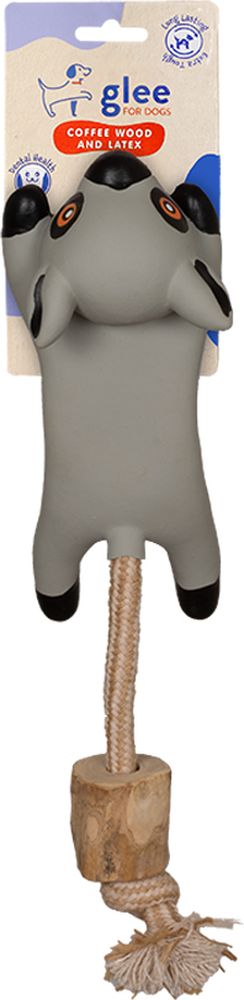 ΠΑΙΧΝΙΔΙ ΣΚΥΛΟΥ GLEE RUNNING LATEX RACCOON WITH COFFEE WOOD (30X7CM)