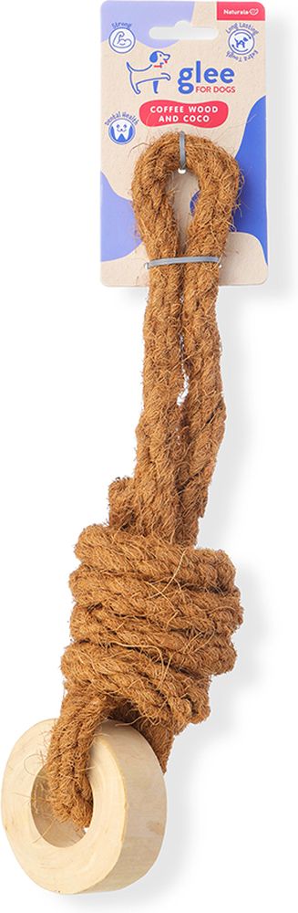 ΠΑΙΧΝΙΔΙ ΣΚΥΛΟΥ GLEE COFFEE WOOD TYRE WITH COCO ROPE CHEW (9X3X38CM)
