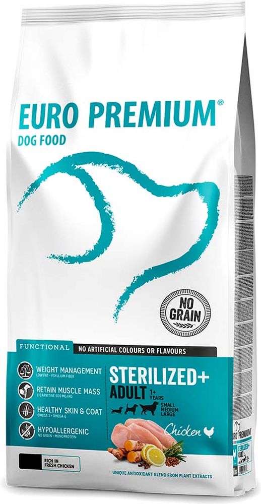 ΤΡΟΦΗ ΣΚΥΛΟΥ EUROPREMIUM ADULT MEDIUM STERILISED ΚΟΤΟΠΟΥΛΟ (10KG) EURO PREMIUM