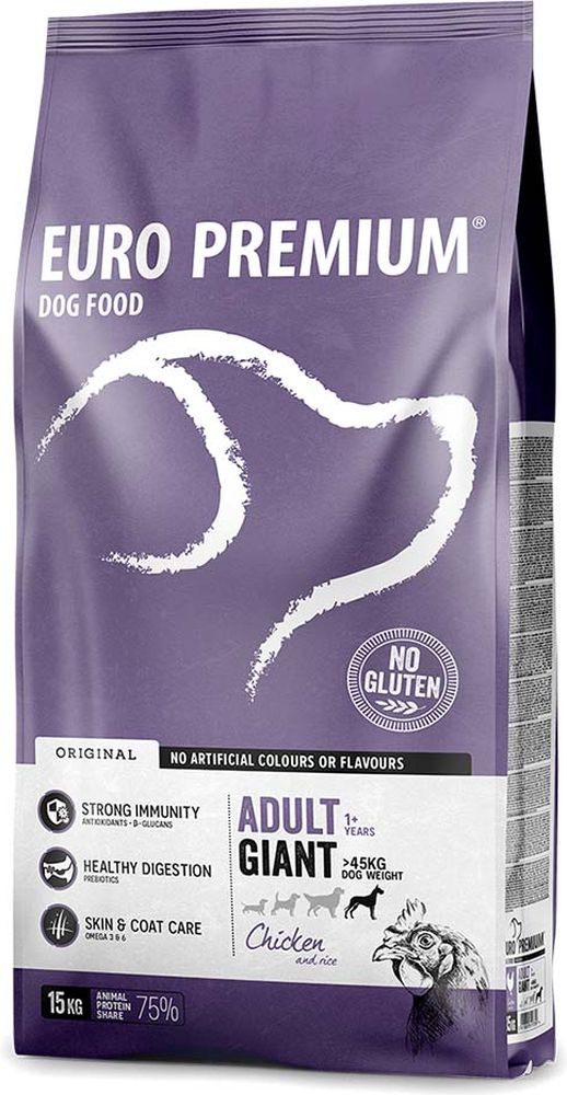 EURO PREMIUM ΤΡΟΦΗ ΣΚΥΛΟΥ EUROPREMIUM ADULT GIANT ΚΟΤΟΠΟΥΛΟ ΡΥΖΙ (15KG)