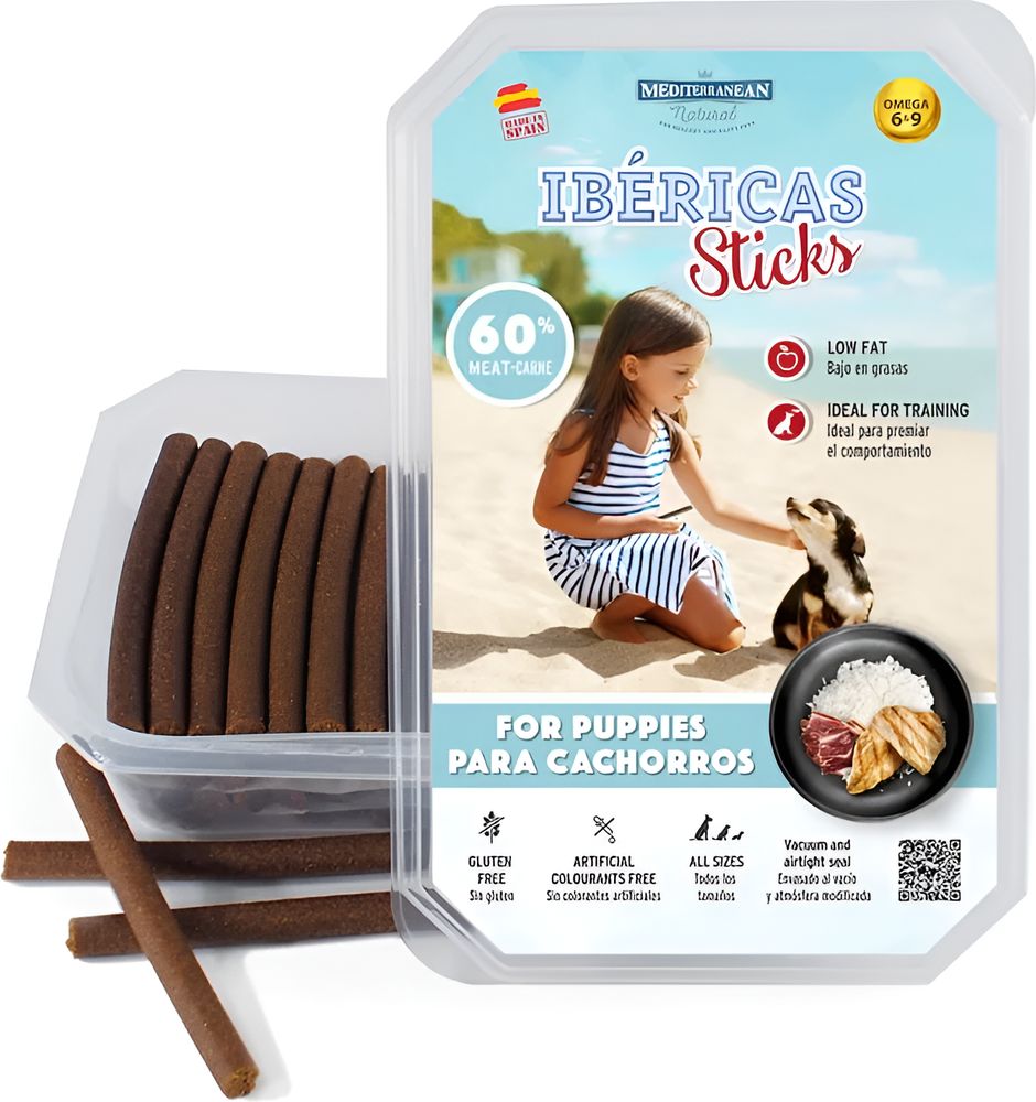 ΗΜΙΥΓΡΑ STICKS MEDITERRANEAN NATURAL IBERICAS PUPPY ΣΕ ΤΑΠΕΡΑΚΙ ΖΑΜΠΟΝ - ΚΟΤΟΠΟΥΛΟ (350GR)