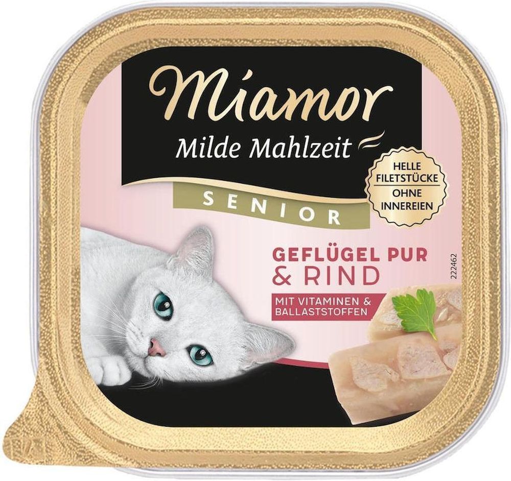 ΚΟΝΣΕΡΒΑ ΓΑΤΑΣ MIAMOR MILDE MAHLZEIT SENIOR ΠΟΥΛΕΡΙΚΑ - ΒΟΔΙΝΟ (100GR) MIAMOR