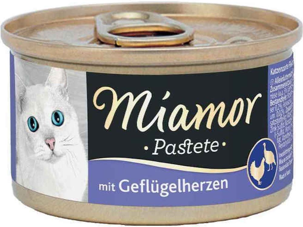 ΚΟΝΣΕΡΒΑ ΓΑΤΑΣ MIAMOR PASTETE POULTRY HEARTS (85GR)