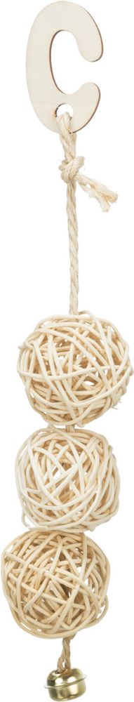 TRIXIE ΠΑΙΧΝΙΔΙ ΠΤΗΝΩΝ TRIXIE 3 ΜΠΑΛΕΣ RATTAN ΜΕ ΚΟΥΔΟΥΝΙ (24CM)