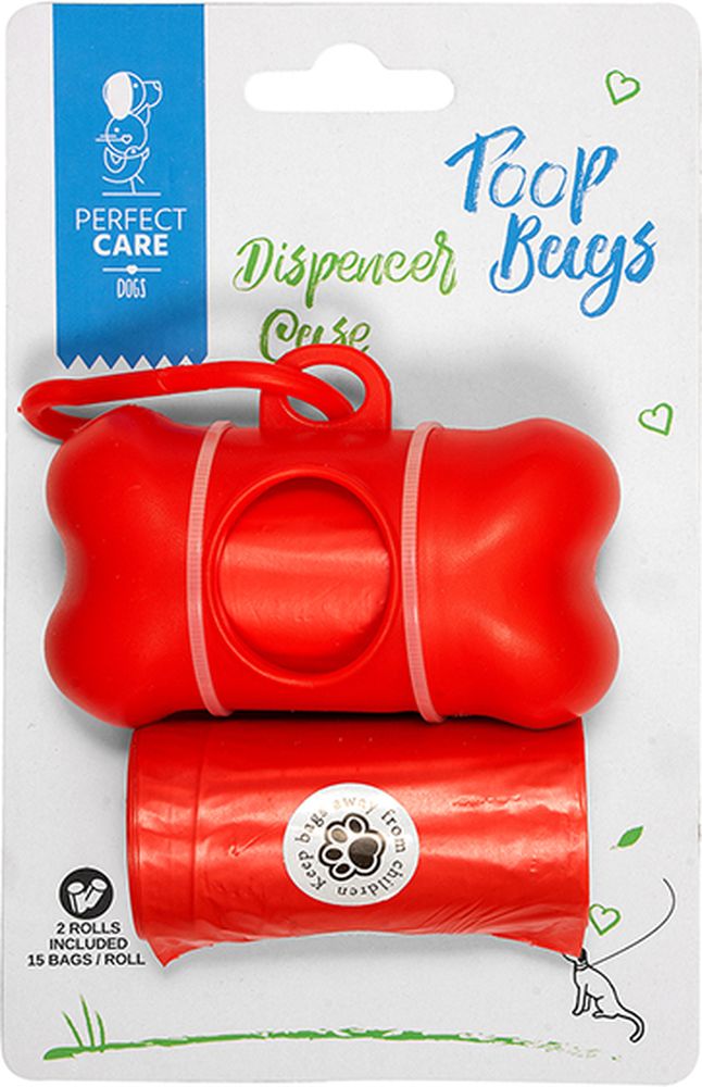 ΘΗΚΗ ΓΙΑ ΣΑΚΟΥΛΕΣ ΠΕΡΙΤΤΩΜΑΤΩΝ PERFECT CARE POOP BAGS ΚΟΚΚΙΝΟ - 2 ΡΟΛΑ /30ΣΑΚΟΥΛΕΣ PERFECT CARE