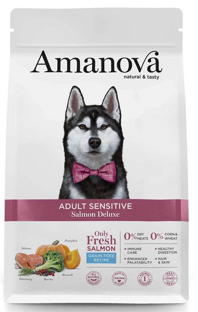 ΤΡΟΦΗ ΣΚΥΛΟΥ AMANOVA ADULT SENSITIVE DELUXE ΣΟΛΟΜΟΣ 2KG AMANOVA
