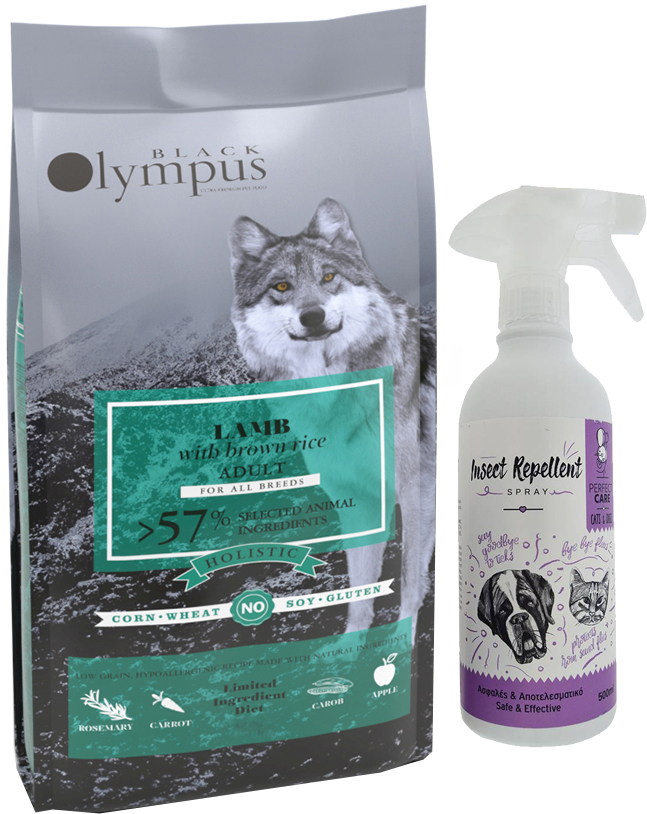 BLACK OLYMPUS ΤΡΟΦΗ BLACK OLYMPUS ADULT MEDIUM ΑΡΝΙ - ΚΑΣΤΑΝΟ ΡΥΖΙ 12KG - ΔΩΡΟ ΑΝΤΙΠΑΡΑΣΙΤΙΚΟ SPRAY 500ML