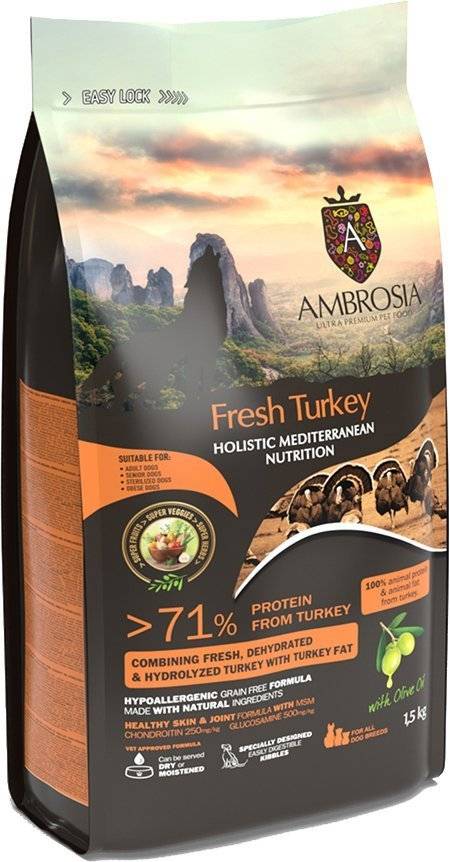 AMBROSIA ΤΡΟΦΗ ΣΚΥΛΟΥ AMBROSIA MEDITERRANEAN DIET SENIOR LIGHT - STERILIZED ΓΑΛΟΠΟΥΛΑ 1.5KG