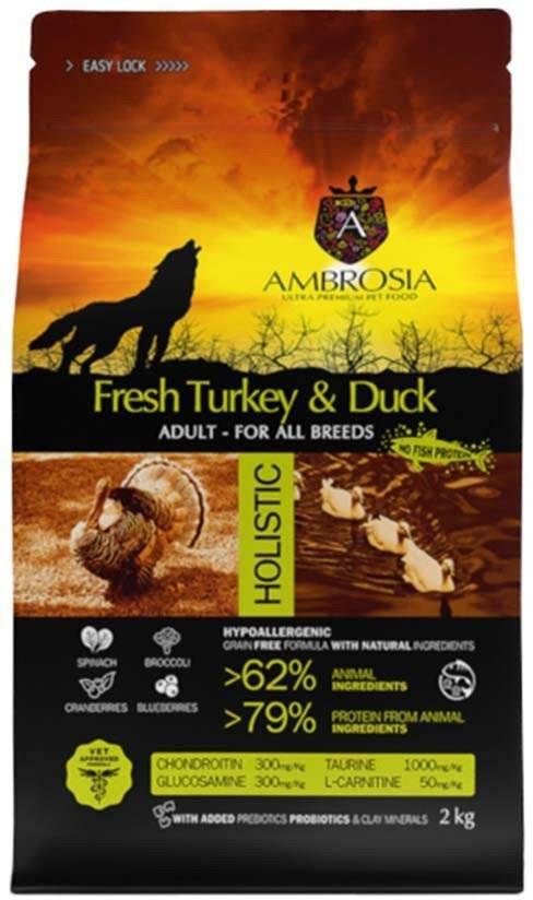 ΤΡΟΦΗ ΣΚΥΛΟΥ AMBROSIA GRAIN FREE ADULT FRESH ΓΑΛΟΠΟΥΛΑ - ΠΑΠΙΑ 2KG AMBROSIA