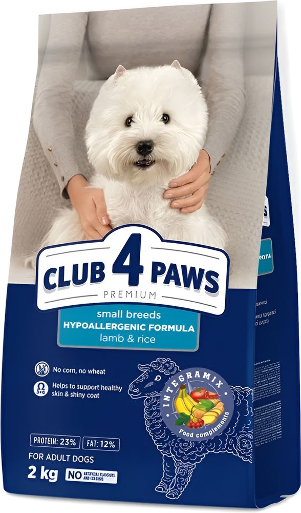 ΤΡΟΦΗ ΣΚΥΛΟΥ CLUB4PAWS ADULT SMALL BREEDS ΑΡΝΙ - ΡΥΖΙ (2KG) CLUB4PAWS