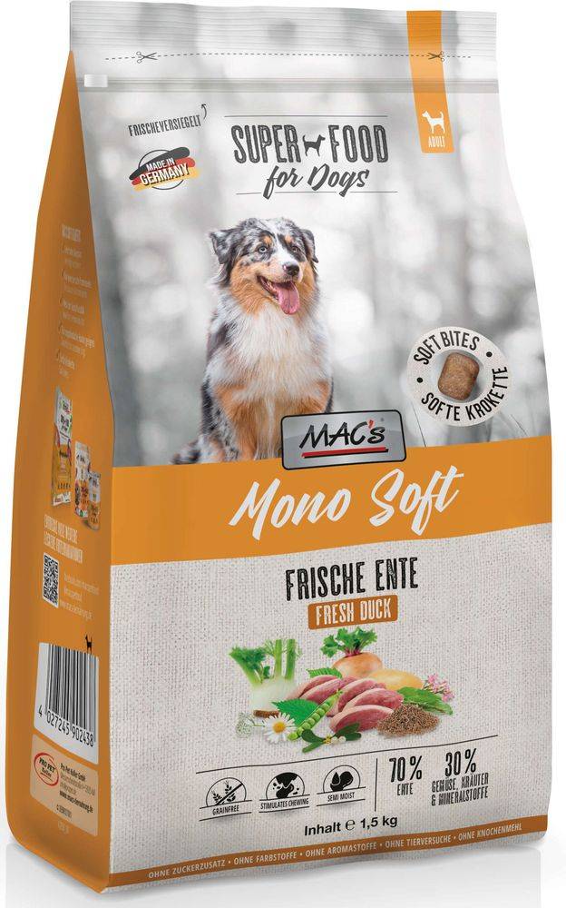 ΤΡΟΦΗ ΣΚΥΛΟΥ MACS DOG MONO GRAIN FREE SOFT ADULT ΠΑΠΙΑ (1,5KG) MACS